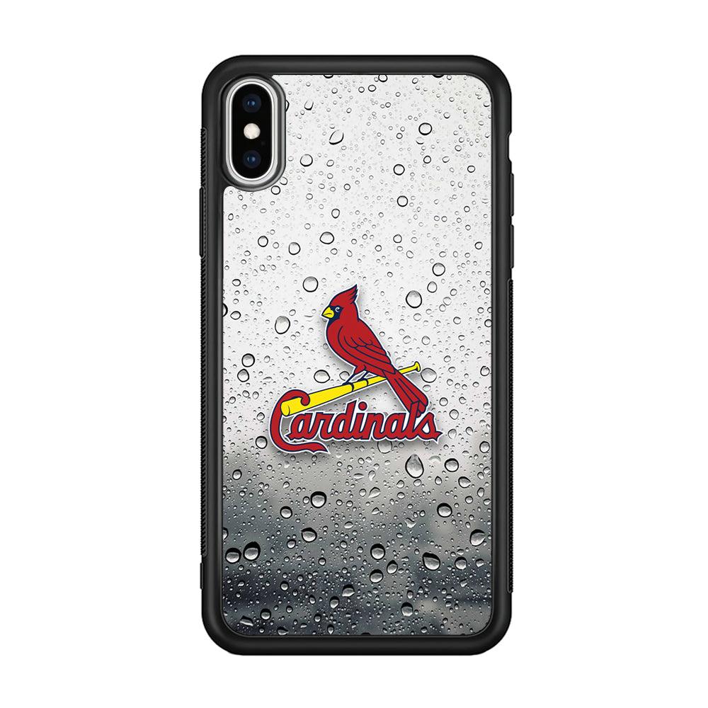 St Louis Cardinals Sticker on Rainy Day iPhone Xs Max Case-Rubber Black (2D Case)-Oxvistore