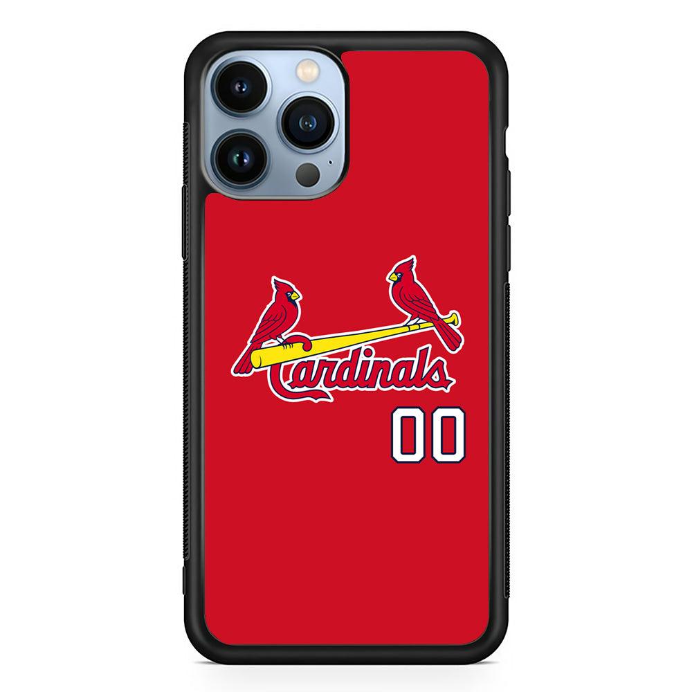 St Louis Cardinals The Red Bird iPhone 14 Pro Max Case-Rubber Black (2D Case)-Oxvistore