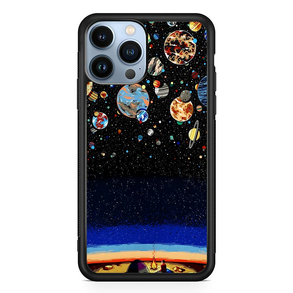 Star Night Camping 2D Rubber Phone Case-Black-Oxvistore
