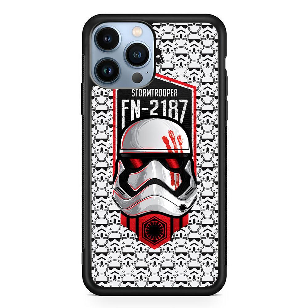 Star Wars FN Stormtrooper iPhone 14 Pro Max Case-Rubber White (2D Case)-Oxvistore