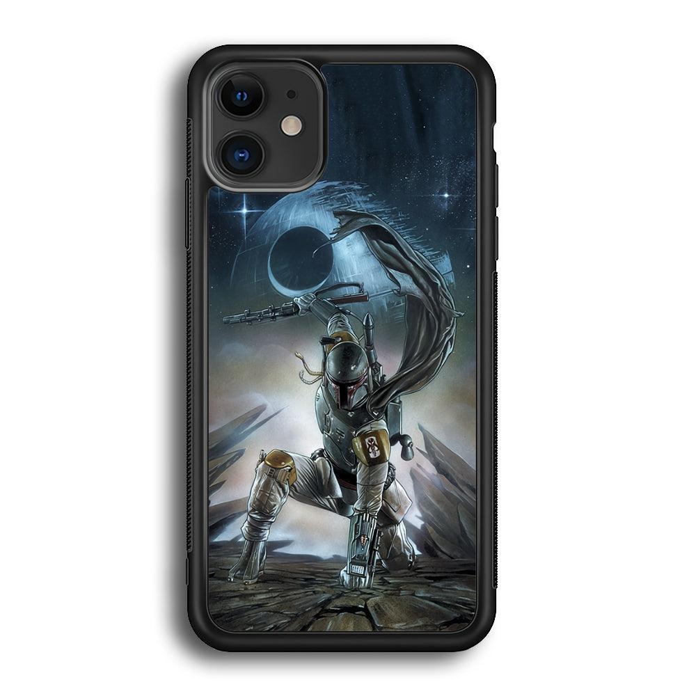 Star Wars Fett in Action iPhone 11 Case-Rubber Black (2D Case)-Oxvistore