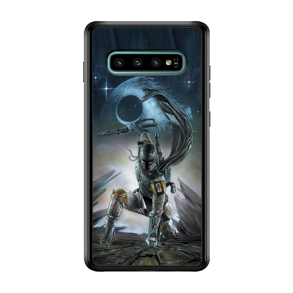Star Wars Fett in Action Samsung Galaxy S10 Case-Rubber Black (2D Case)-Oxvistore
