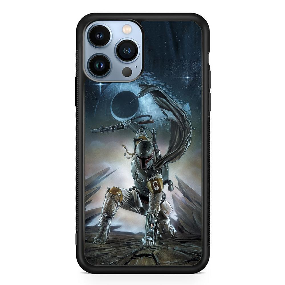 Star Wars Fett in Action iPhone 14 Pro Max Case-Rubber Black (2D Case)-Oxvistore