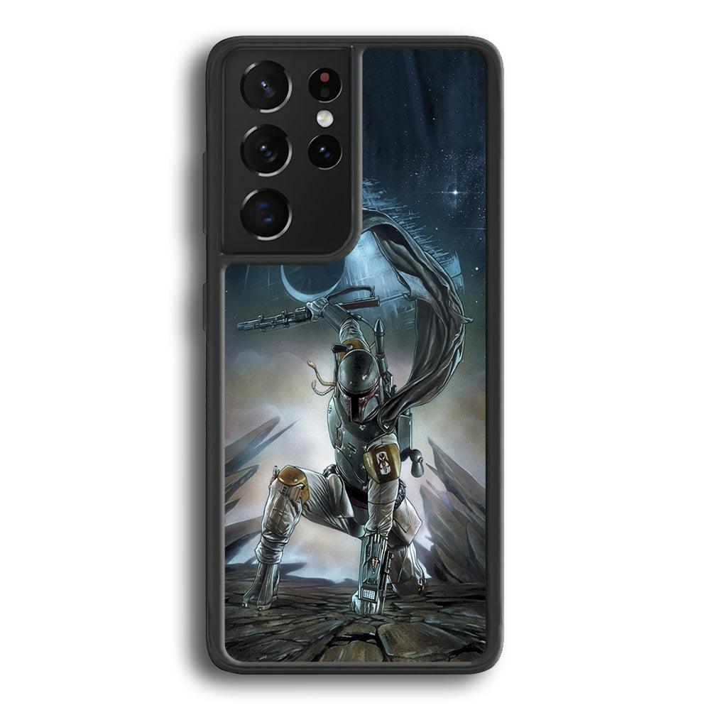Star Wars Fett in Action Samsung Galaxy S24 Ultra Case-Rubber Black (2D Case)-Oxvistore