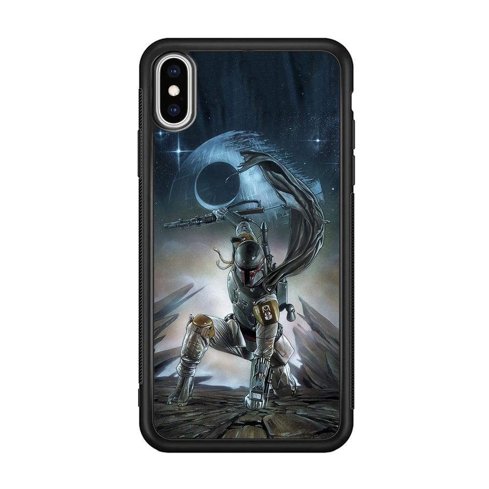 Star Wars Fett in Action iPhone XS Case-Rubber Black (2D Case)-Oxvistore