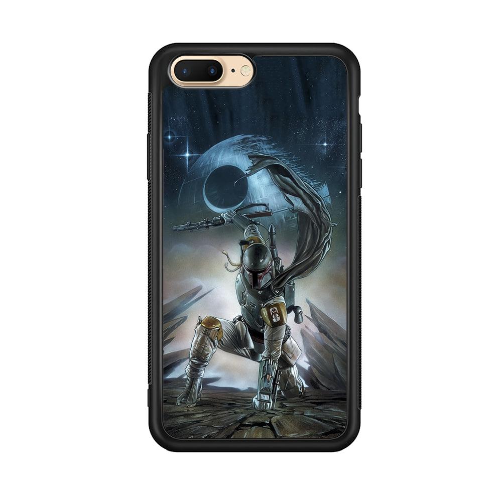 Star Wars Fett in Action iPhone 8 Plus Case-Rubber Black (2D Case)-Oxvistore