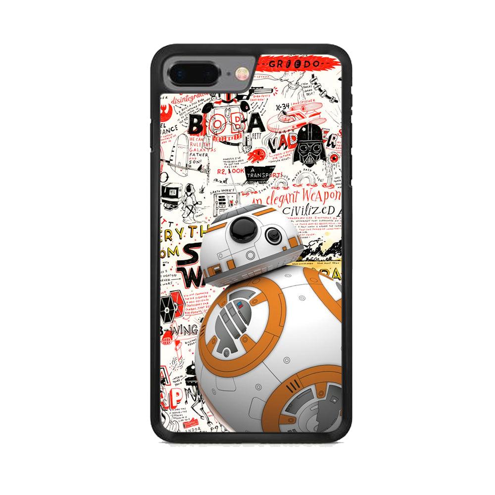 Starwars Doodle BB 8 iPhone 7 Plus Case-Rubber Black (2D Case)-Oxvistore
