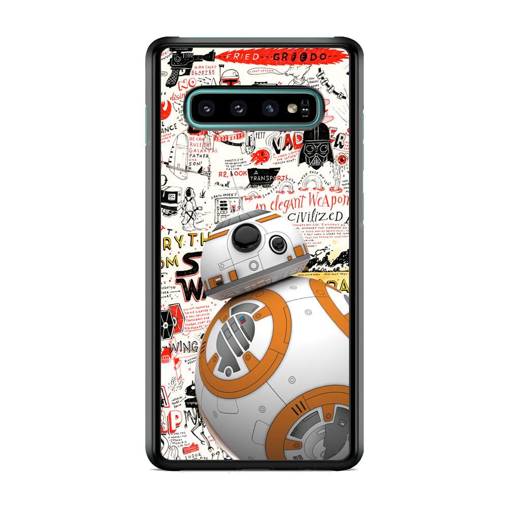 Starwars Doodle BB 8 Samsung Galaxy S10 Case-Rubber White (2D Case)-Oxvistore