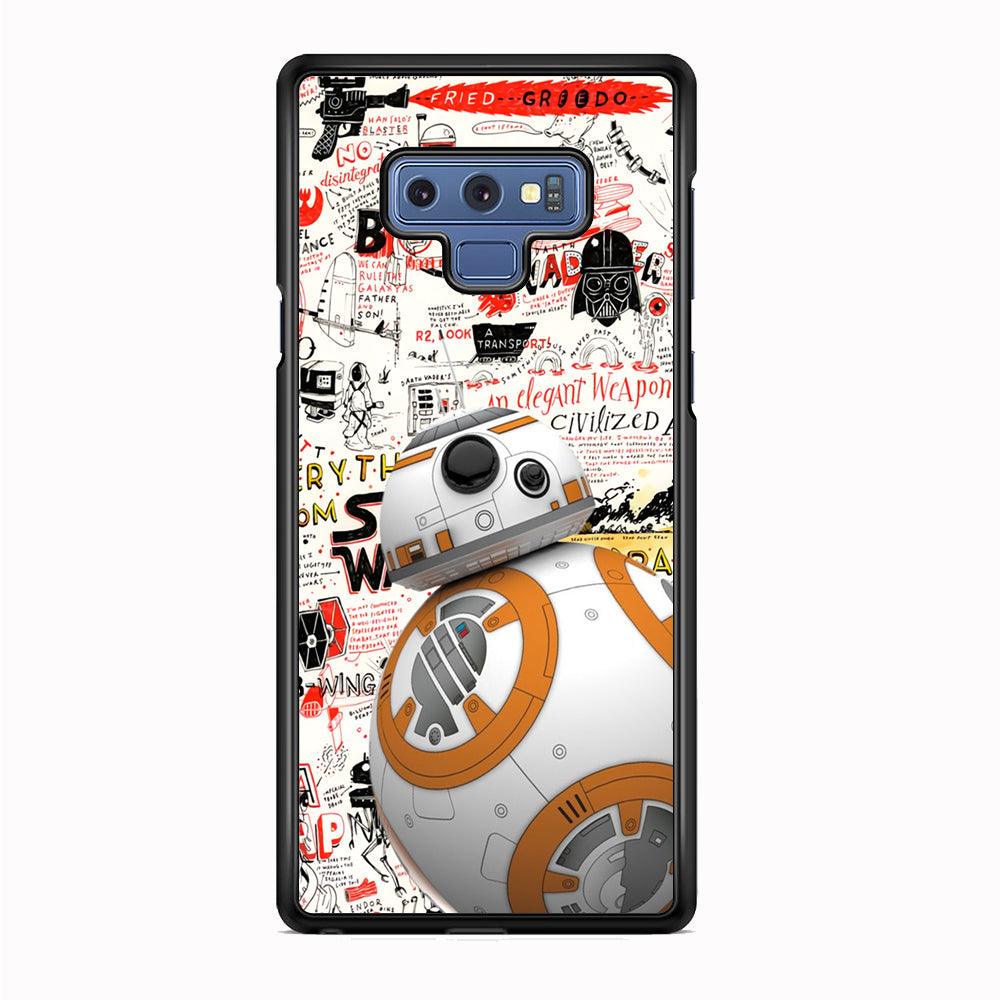 Starwars Doodle BB 8 Samsung Galaxy Note 9 Case-Rubber Black (2D Case)-Oxvistore