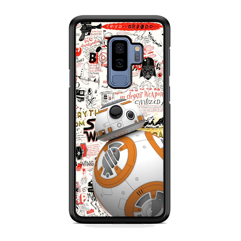 Starwars Doodle BB 8 Samsung Galaxy S9 Plus Case-Rubber White (2D Case)-Oxvistore