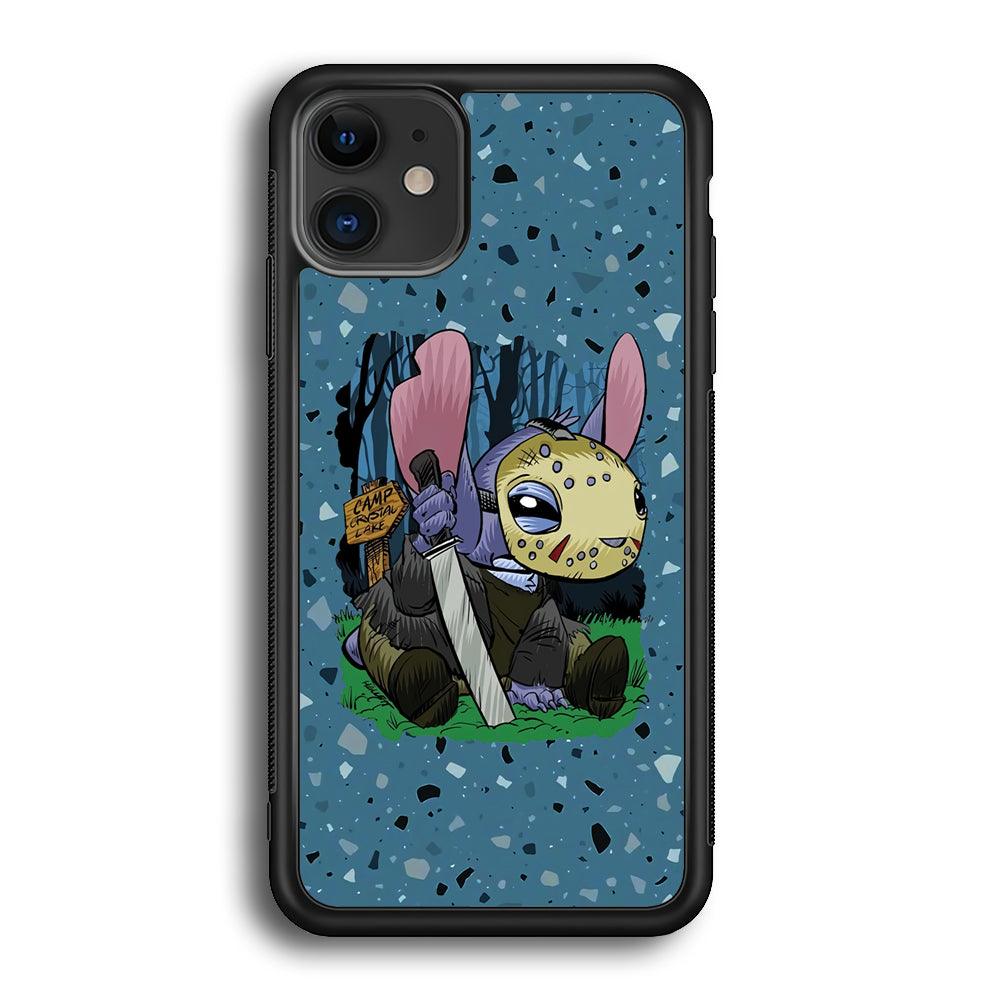 Stitch Camp Crystal Lake iPhone 12 Case-Rubber Black (2D Case)-Oxvistore