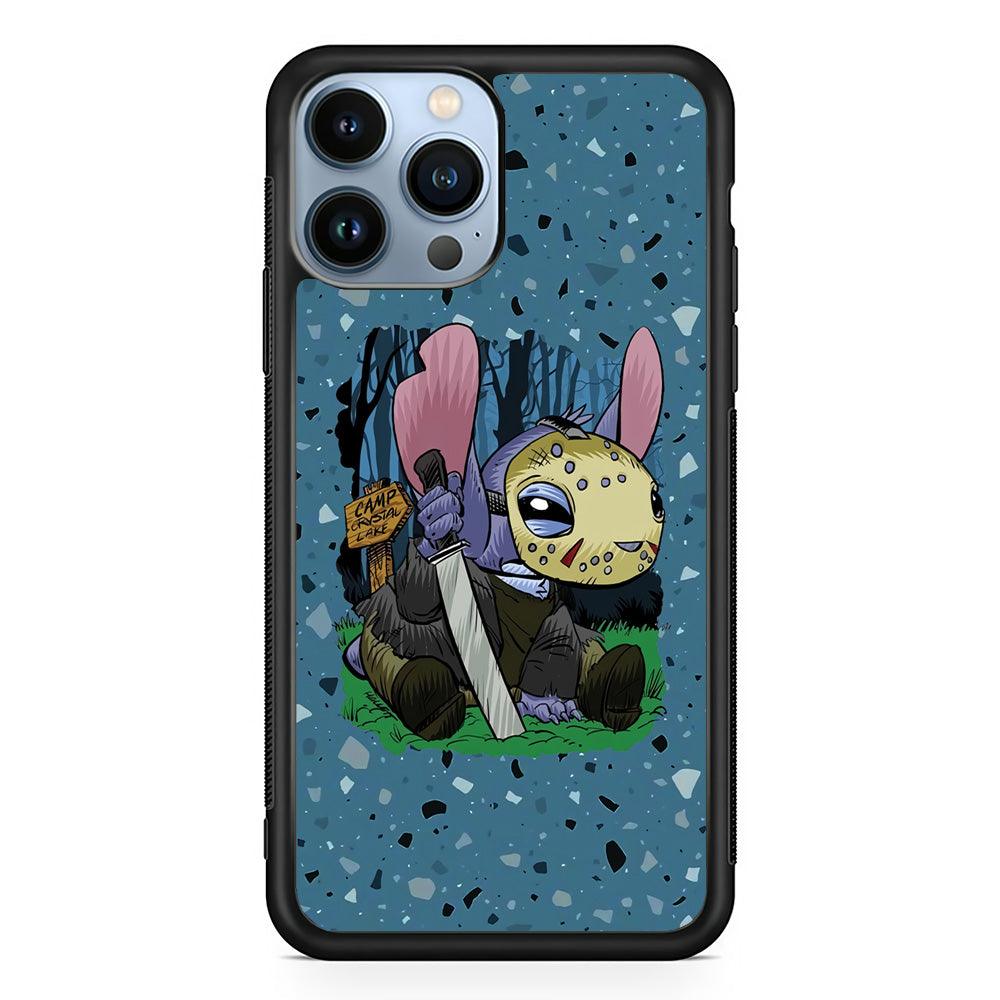 Stitch Camp Crystal Lake iPhone 13 Pro Case-Rubber Black (2D Case)-Oxvistore