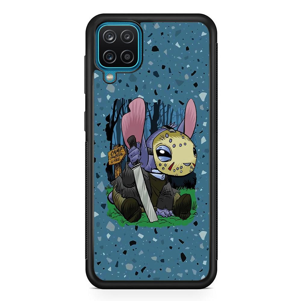 Stitch Camp Crystal Lake Samsung Galaxy A12 Case-Rubber Black (2D Case)-Oxvistore