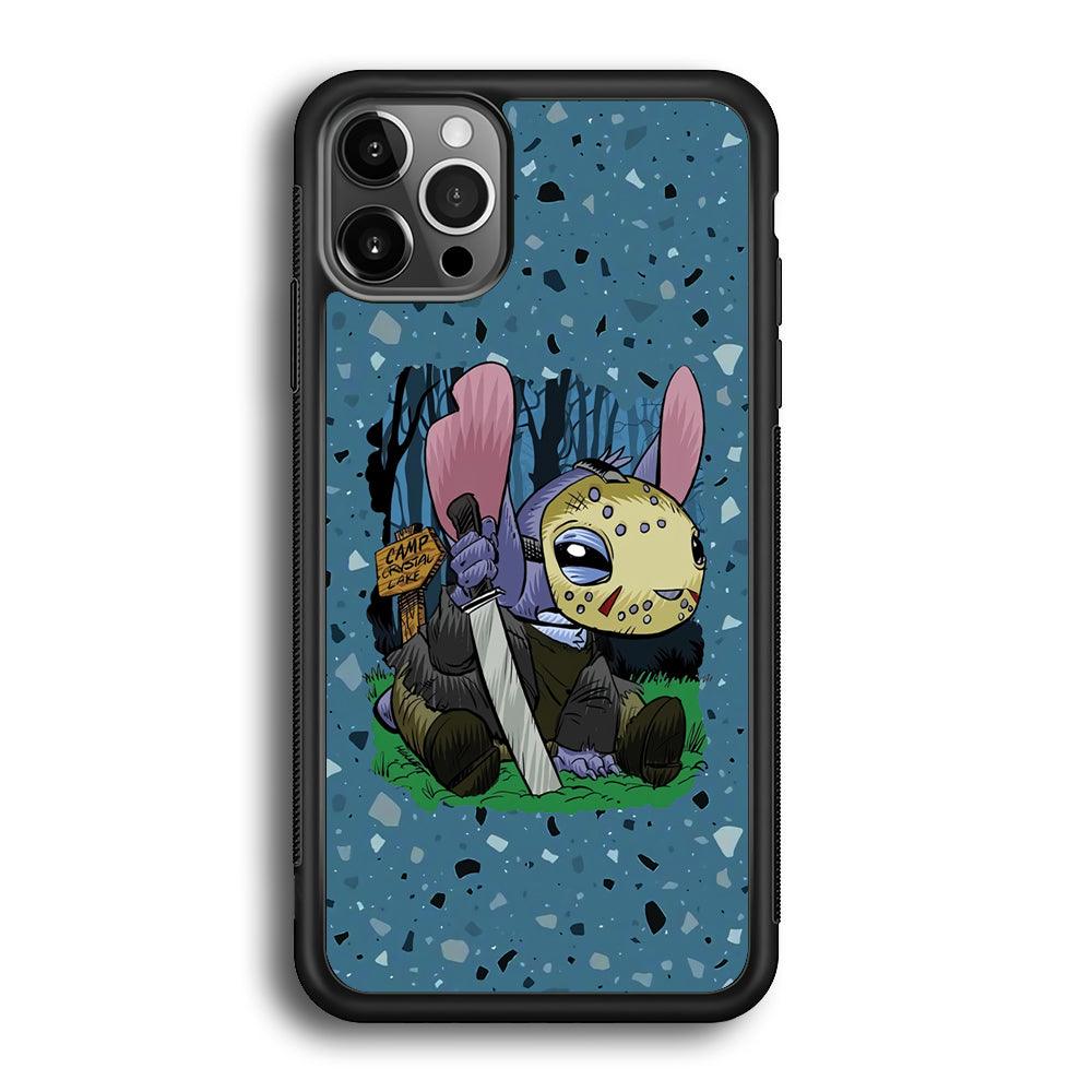 Stitch Camp Crystal Lake iPhone 12 Pro Max Case-Rubber Black (2D Case)-Oxvistore