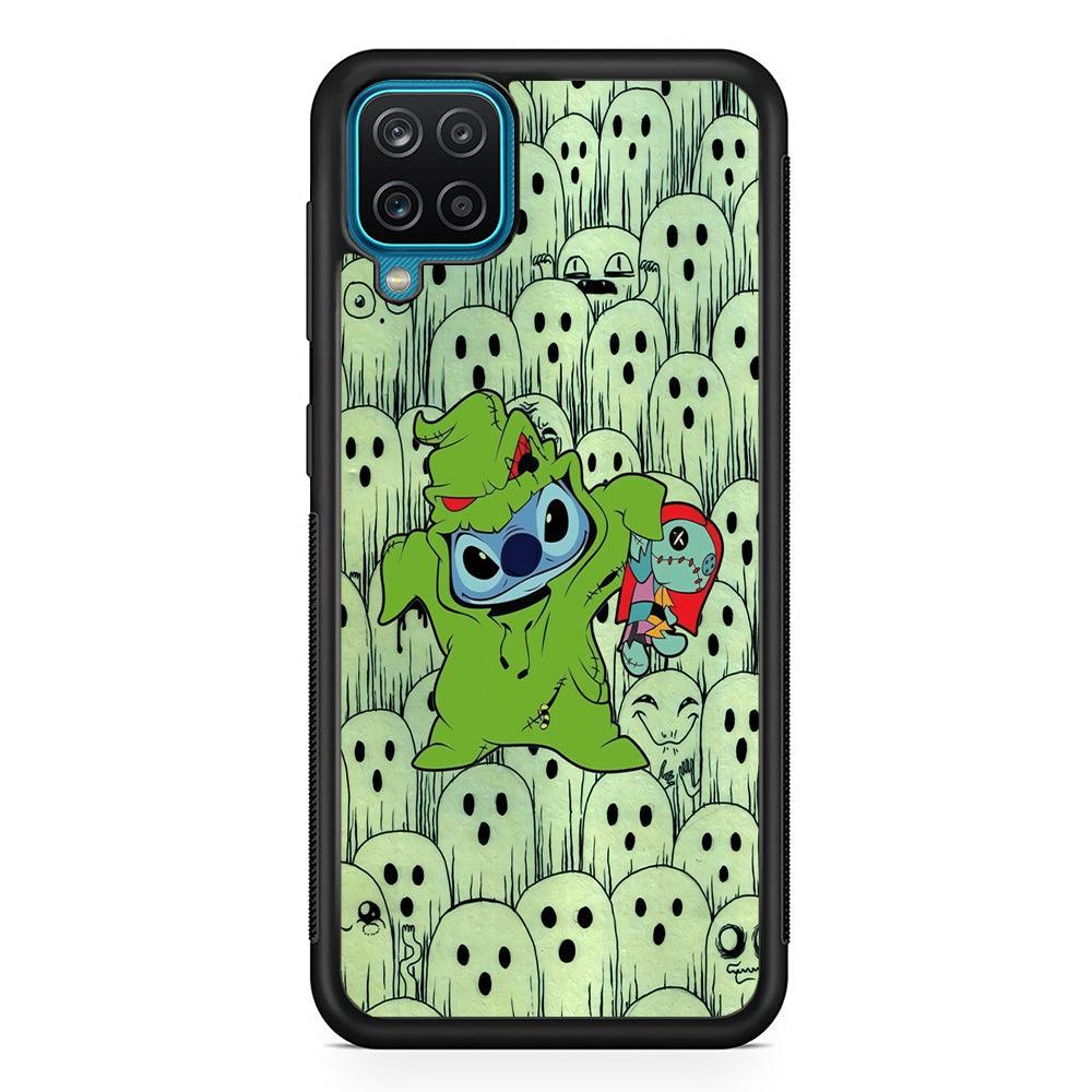 Stitch Creepy Costum Samsung Galaxy A12 Case-Rubber Black (2D Case)-Oxvistore