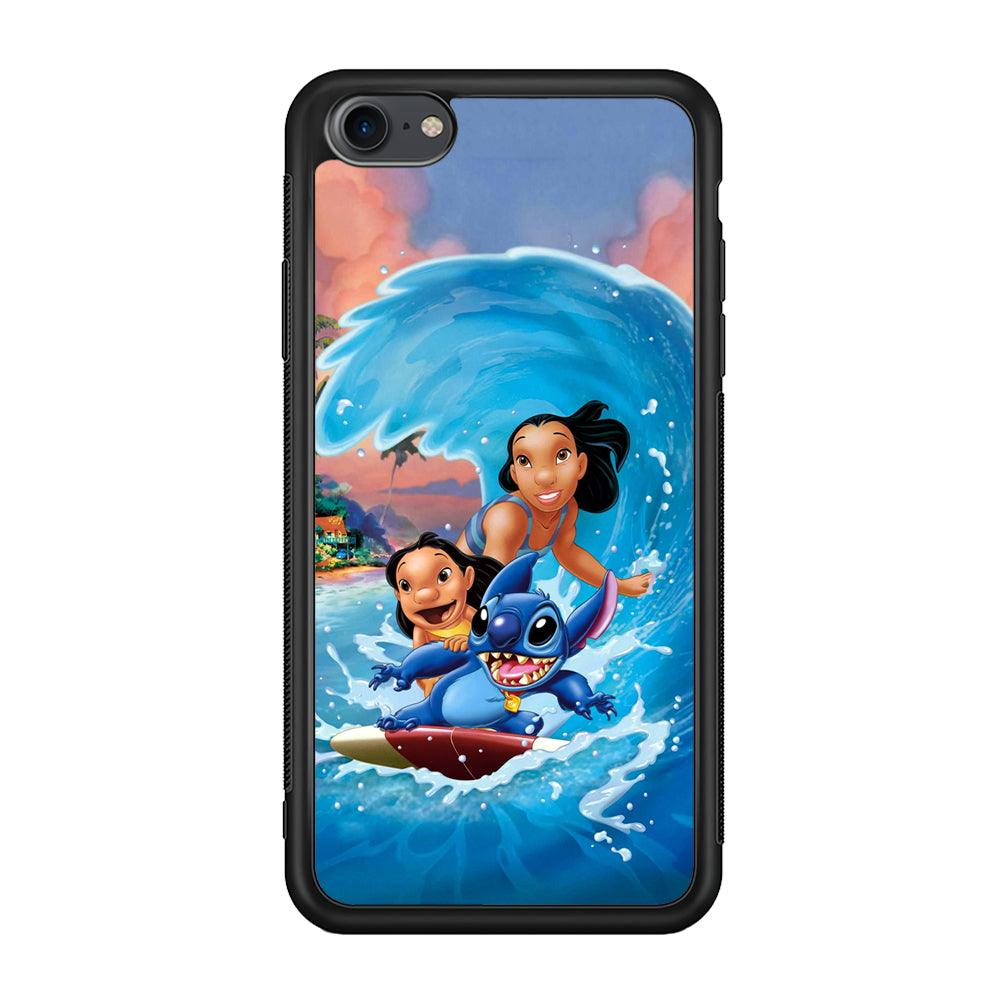 Stitch Great Wave from The Sea iPhone 8 Case-Rubber Black (2D Case)-Oxvistore