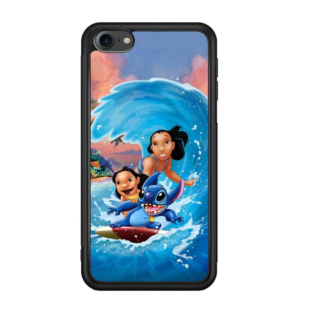 Stitch Great Wave from The Sea iPod Touch 6 Case-Rubber Black (2D Case)-Oxvistore