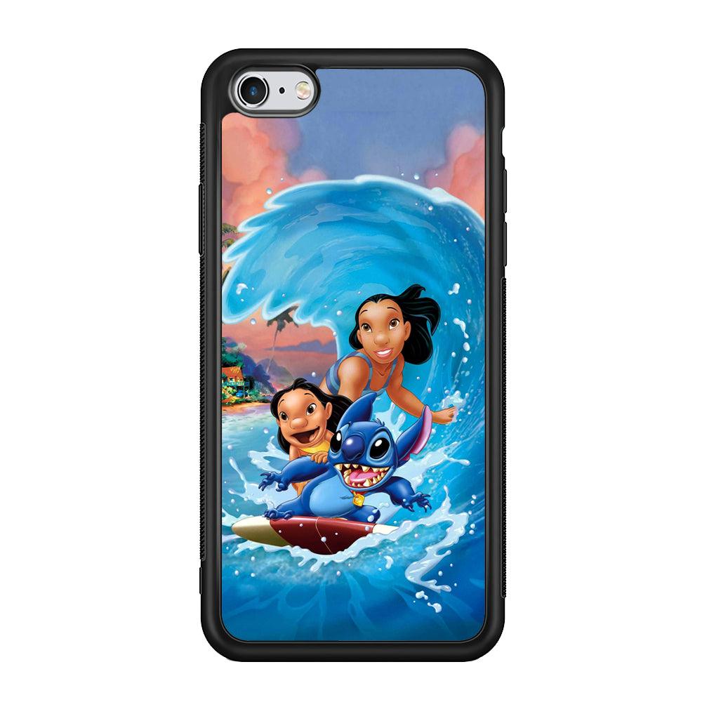 Stitch Great Wave from The Sea iPhone 6 | 6s Case-Rubber Black (2D Case)-Oxvistore