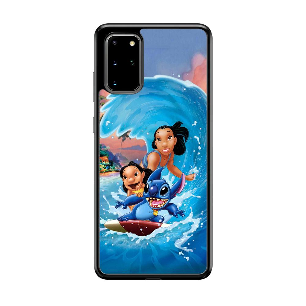 Stitch Great Wave from The Sea Samsung Galaxy S20 Plus Case-Rubber Black (2D Case)-Oxvistore