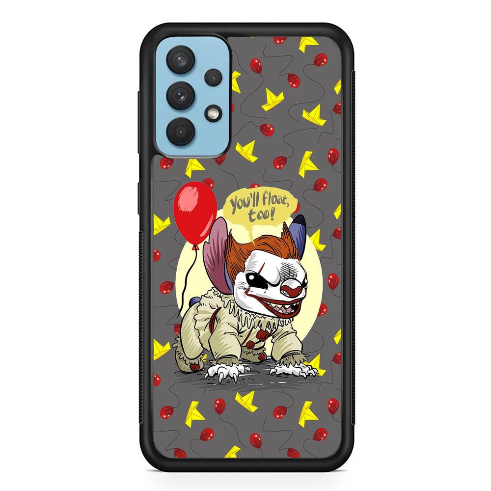 Stitch Pennywise Form Cover Samsung Galaxy A32 Case-Rubber Black (2D Case)-Oxvistore