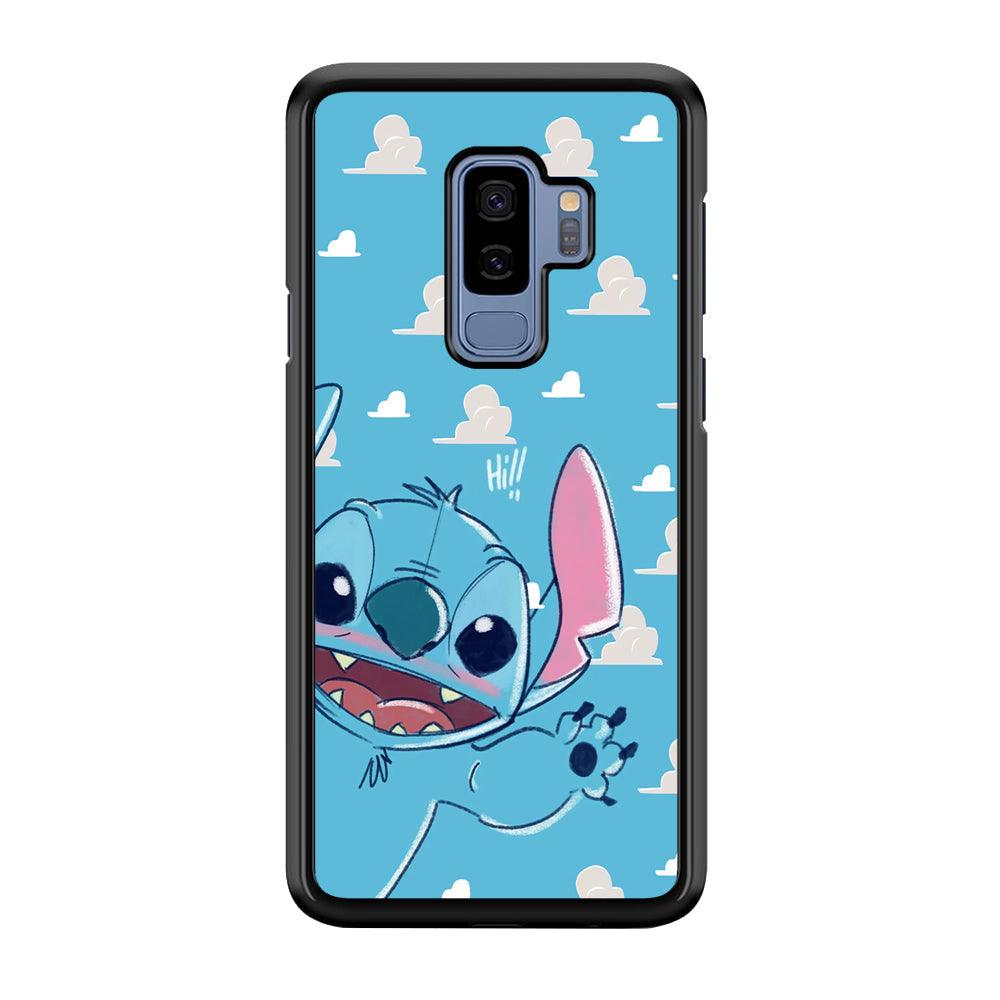 Stitch Say Hii on Me Samsung Galaxy S9 Plus Case-Rubber Black (2D Case)-Oxvistore