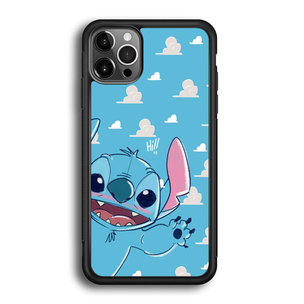 Stitch Say Hii on Me iPhone 12 Pro Max Case-Rubber Black (2D Case)-Oxvistore