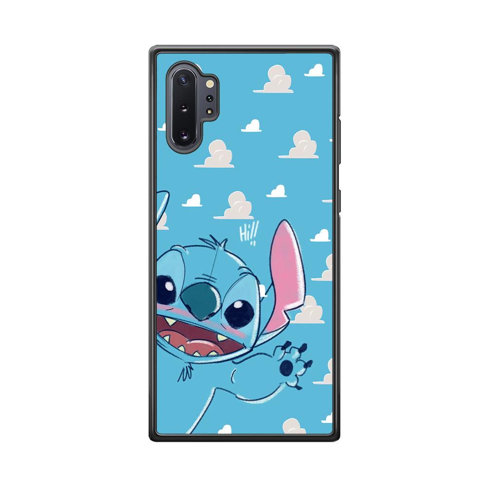 Stitch Say Hii on Me Samsung Galaxy Note 10 Plus Case-Rubber Black (2D Case)-Oxvistore