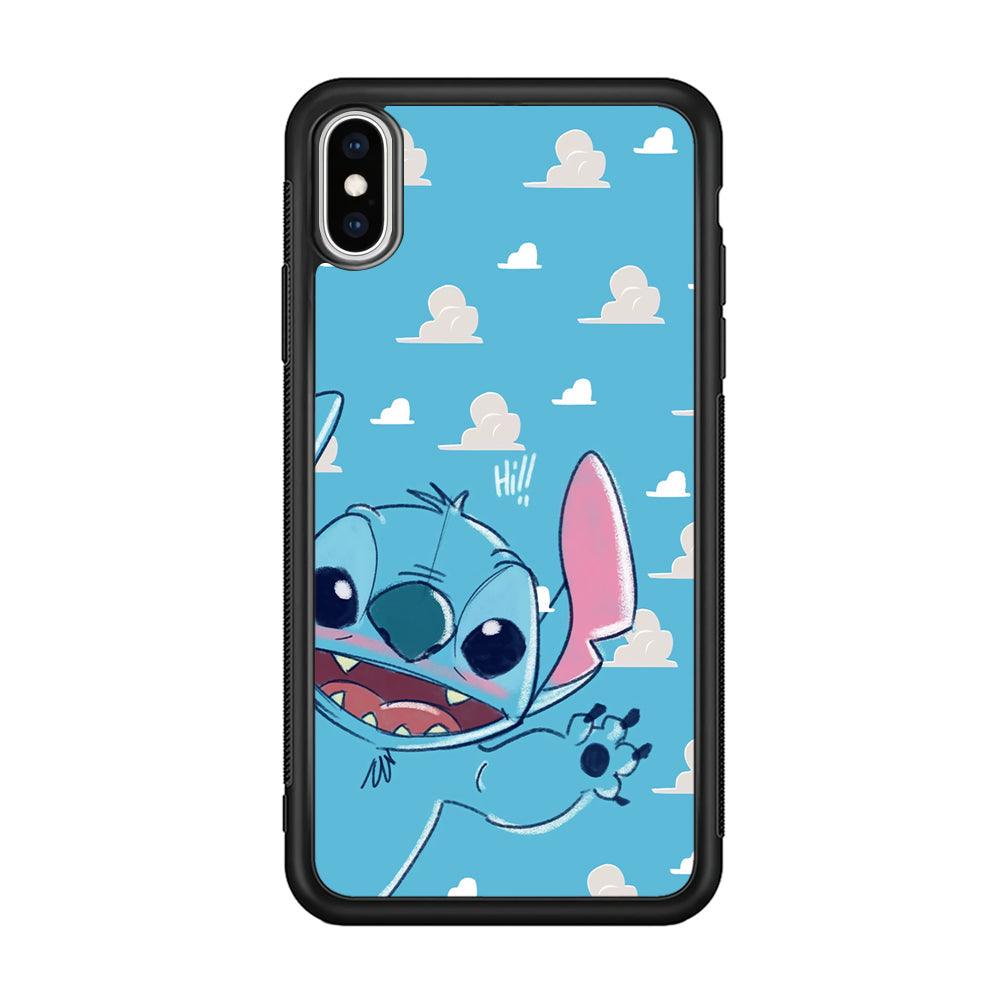 Stitch Say Hii on Me iPhone Xs Max Case-Rubber Black (2D Case)-Oxvistore