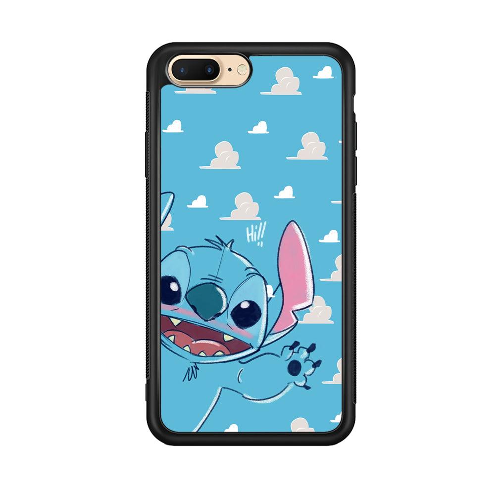Stitch Say Hii on Me iPhone 8 Plus Case-Rubber Black (2D Case)-Oxvistore