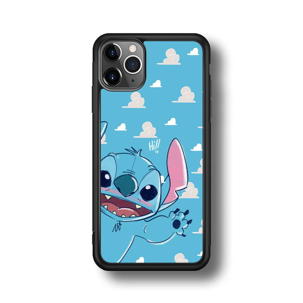 Stitch Say Hii on Me iPhone 11 Pro Case-Rubber Black (2D Case)-Oxvistore