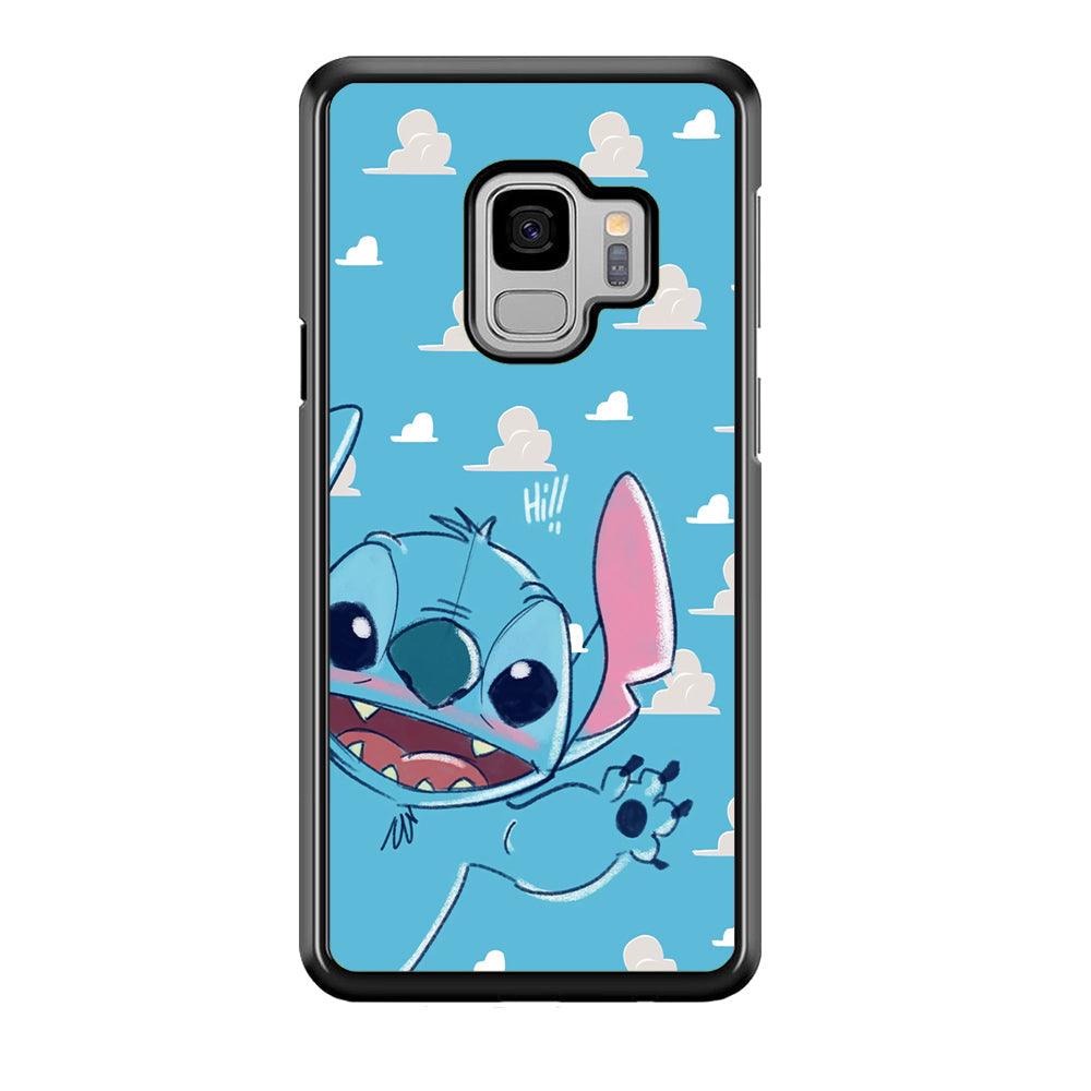 Stitch Say Hii on Me Samsung Galaxy S9 Case-Rubber Black (2D Case)-Oxvistore