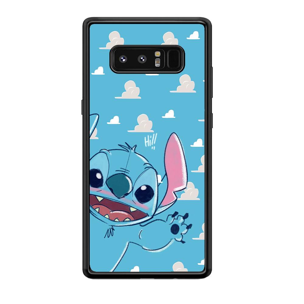 Stitch Say Hii on Me Samsung Galaxy Note 8 Case-Rubber Black (2D Case)-Oxvistore