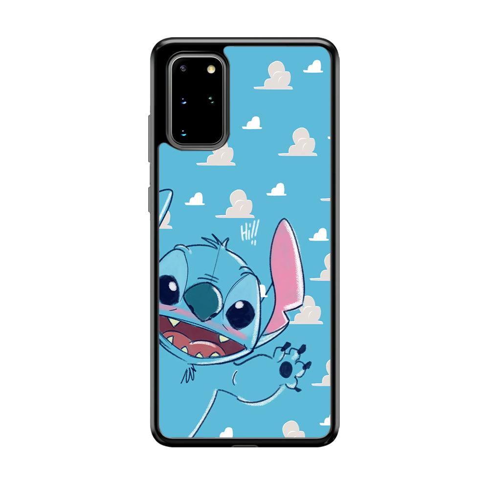 Stitch Say Hii on Me Samsung Galaxy S20 Plus Case-Rubber Black (2D Case)-Oxvistore