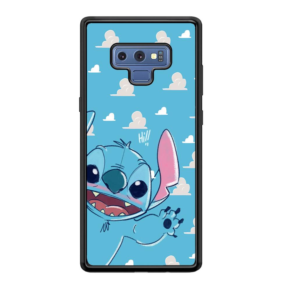 Stitch Say Hii on Me Samsung Galaxy Note 9 Case-Rubber Black (2D Case)-Oxvistore
