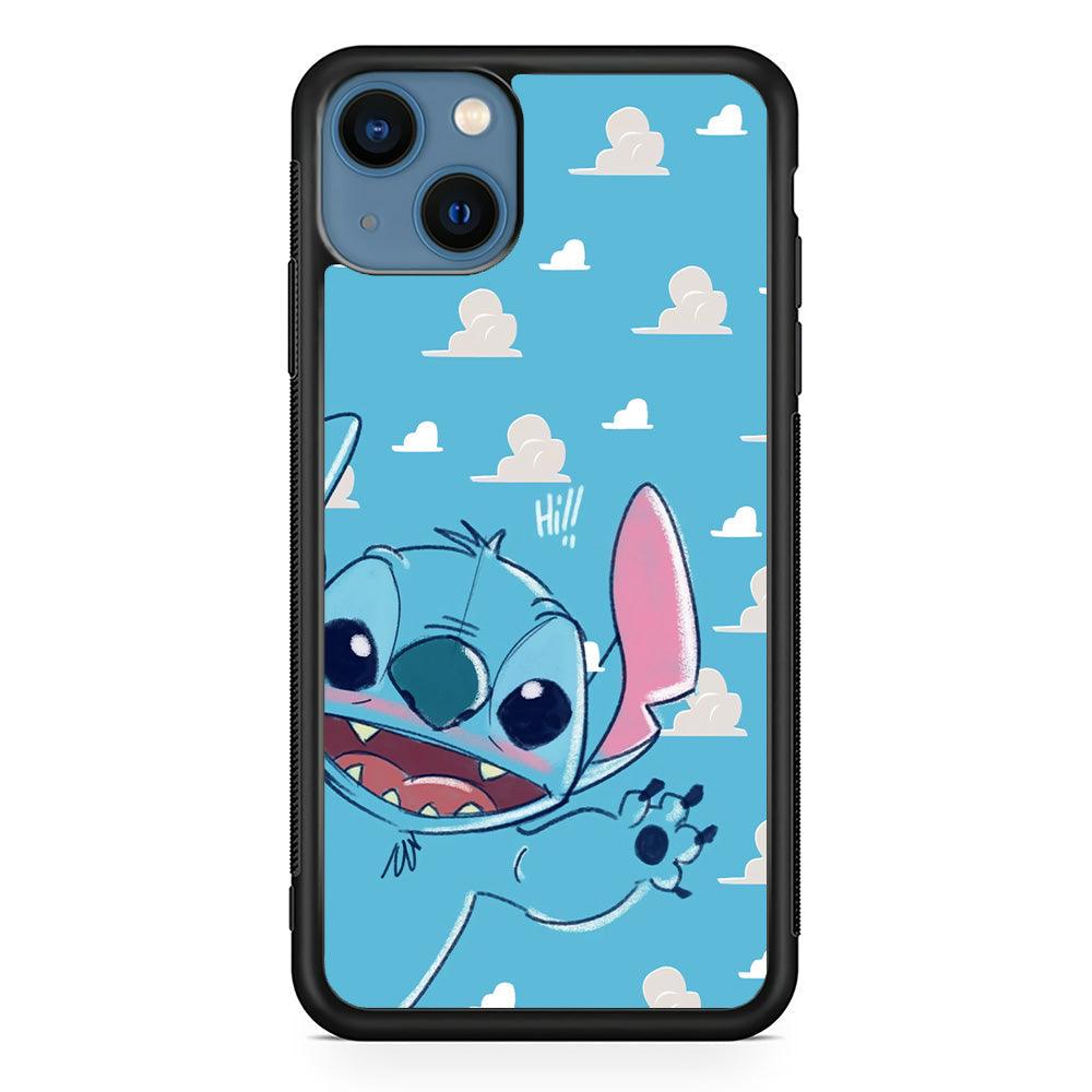 Stitch Say Hii on Me iPhone 15 Case-Rubber Black (2D Case)-Oxvistore