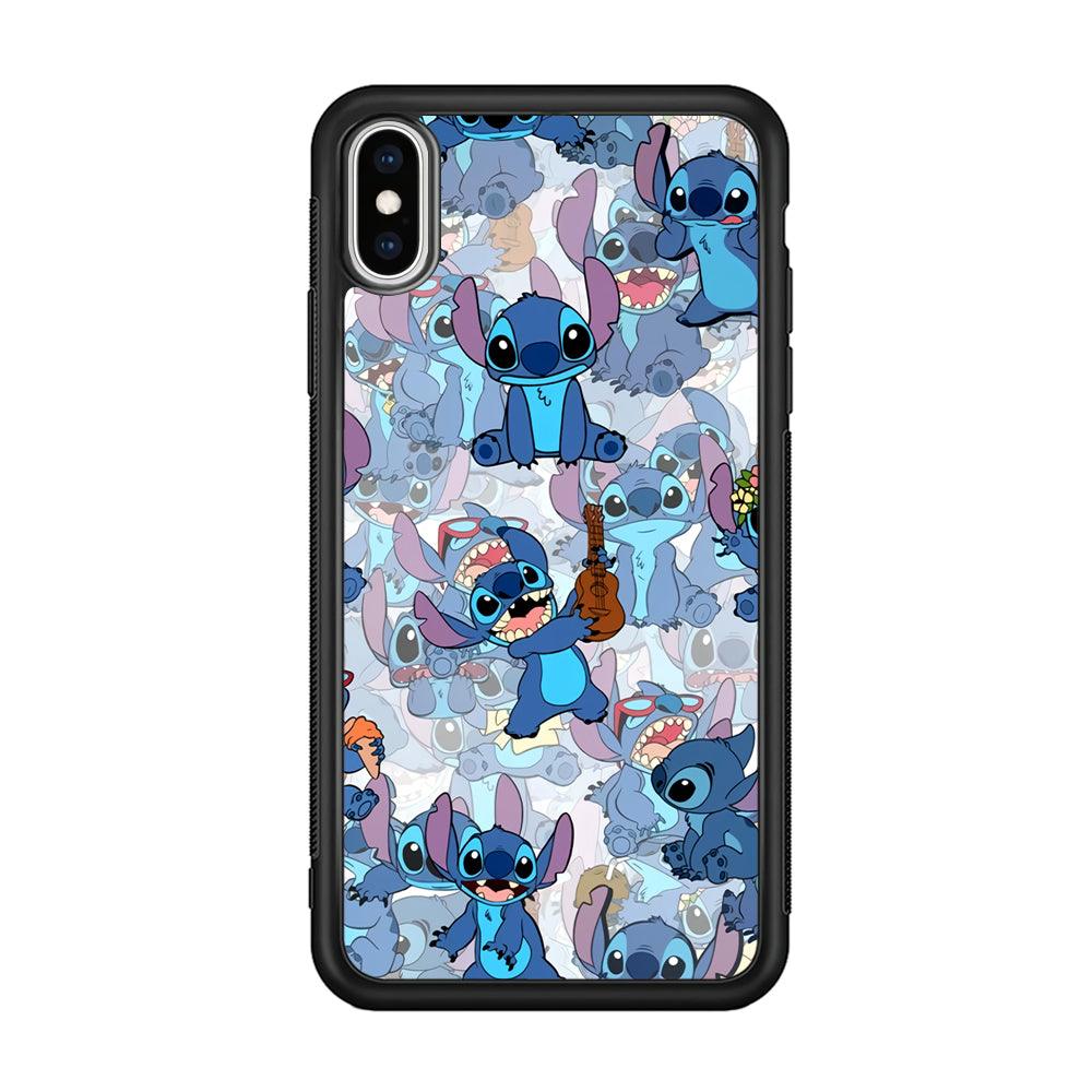 Stitch Shadow Clones iPhone XS Case-Rubber Black (2D Case)-Oxvistore