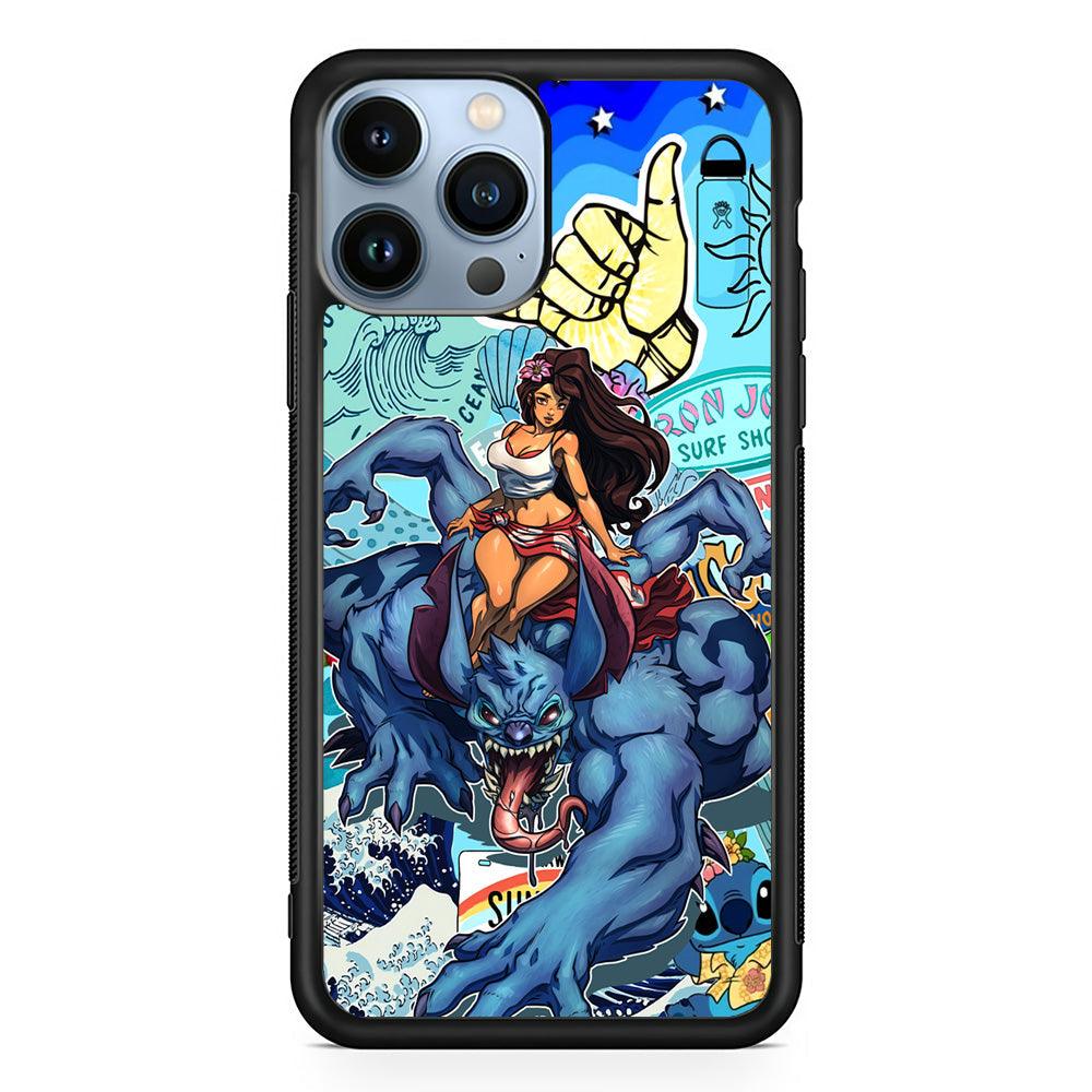 Stitch The Adult Mode iPhone 14 Pro Max Case-Rubber Black (2D Case)-Oxvistore
