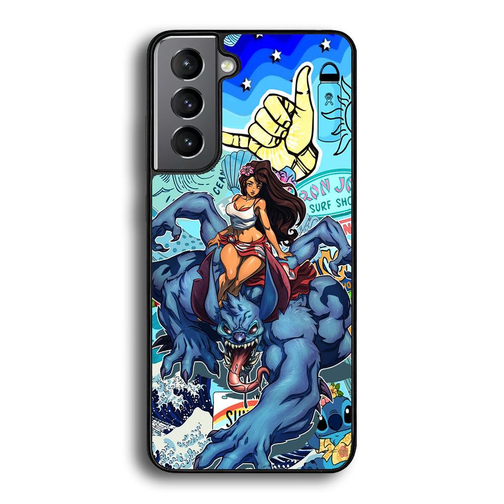Stitch The Adult Mode Samsung Galaxy S21 Case-Rubber Black (2D Case)-Oxvistore