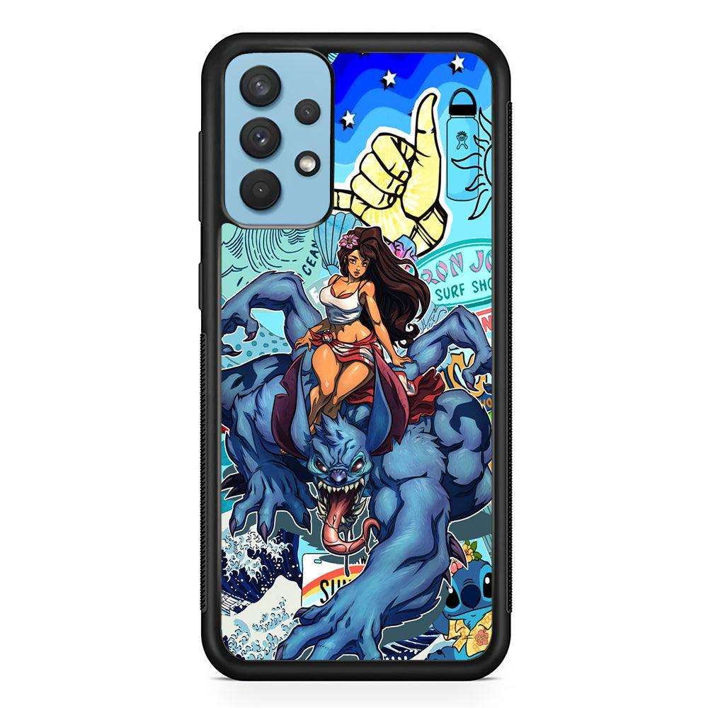 Stitch The Adult Mode Samsung Galaxy A32 Case-Rubber Black (2D Case)-Oxvistore