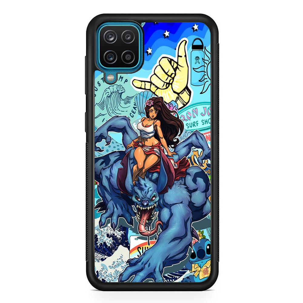 Stitch The Adult Mode Samsung Galaxy A12 Case-Rubber Black (2D Case)-Oxvistore