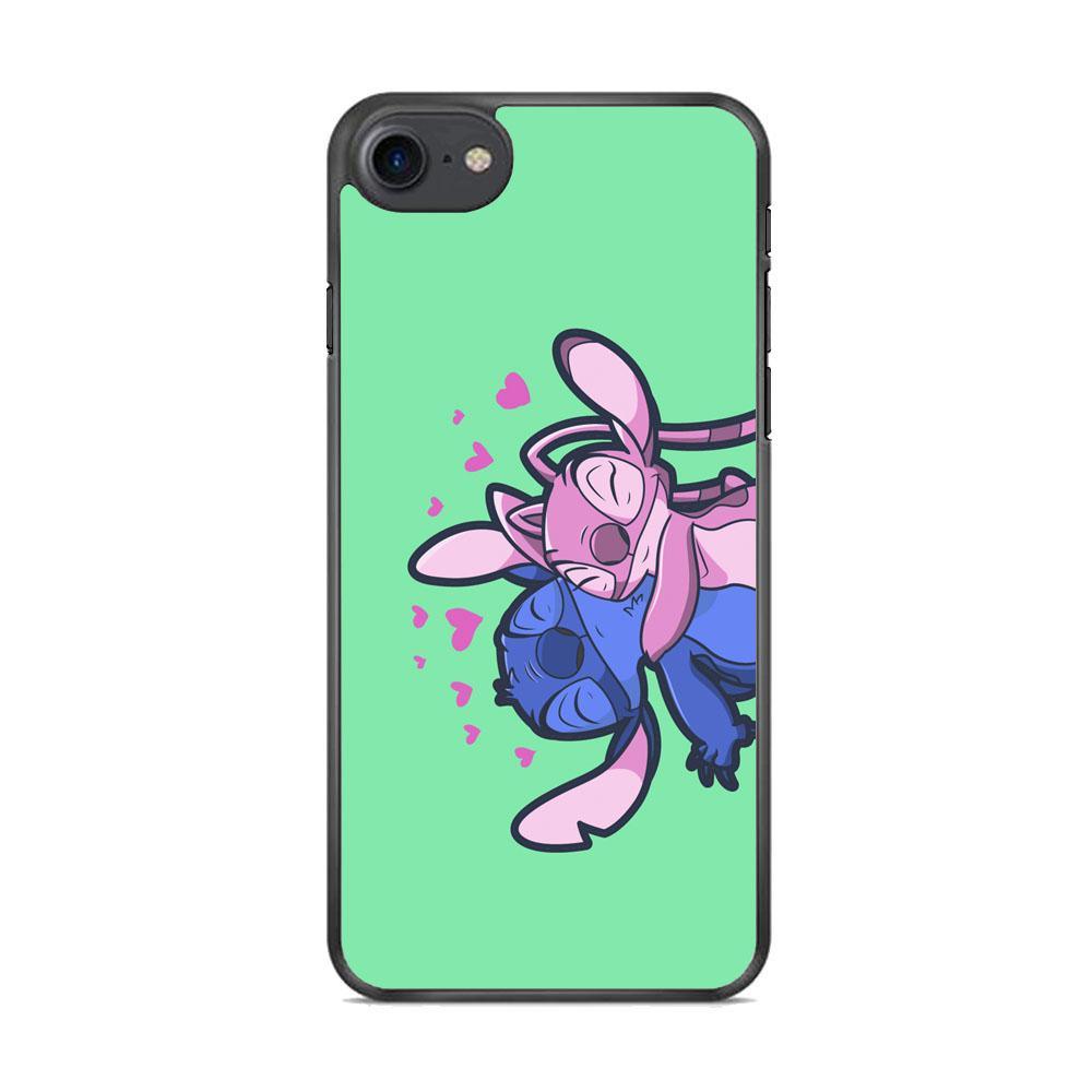Stitch And Angel Huge Green Wallpaper iPhone 7 Case-Rubber Black (2D Case)-Oxvistore