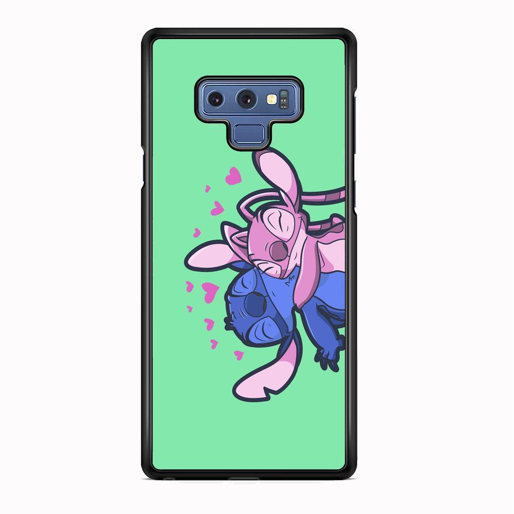 Stitch And Angel Huge Green Wallpaper Samsung Galaxy Note 9 Case-Rubber Black (2D Case)-Oxvistore