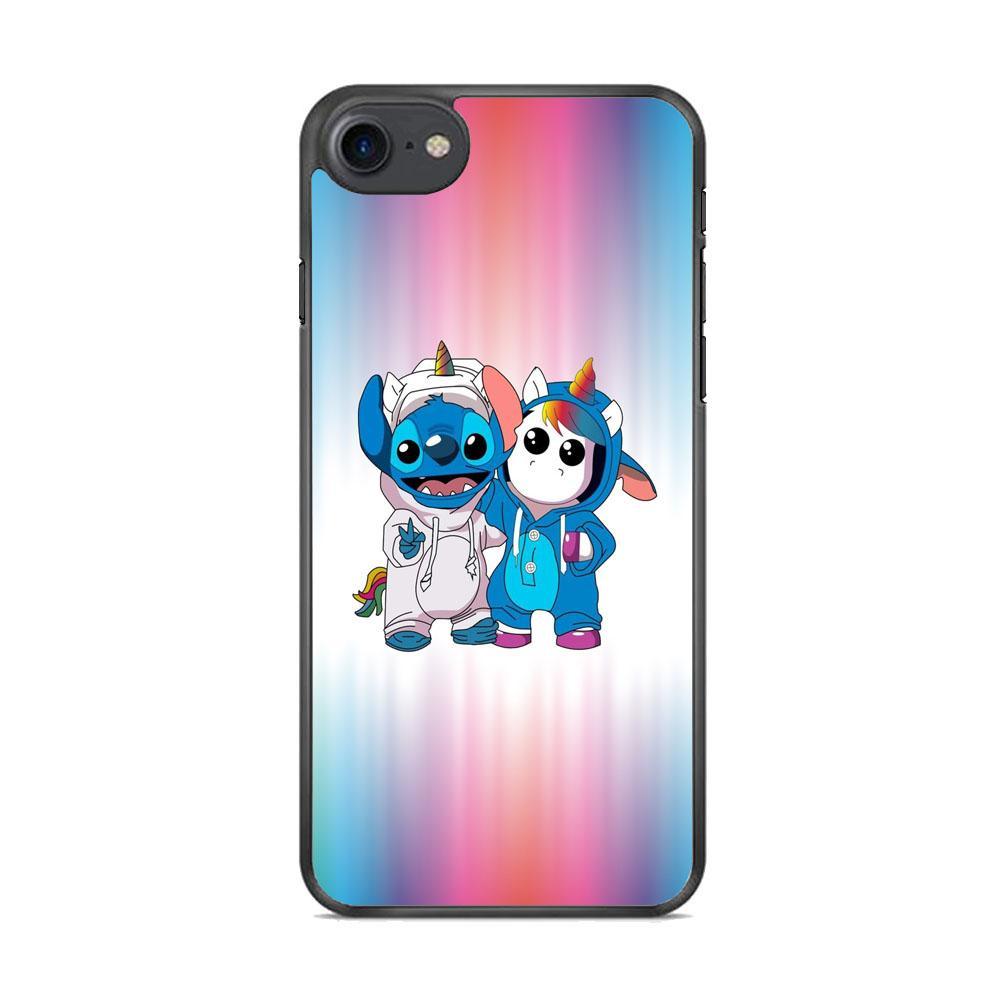 Stitch And Unicornio Soft Colour Gradation iPhone 7 Case-Rubber Black (2D Case)-Oxvistore