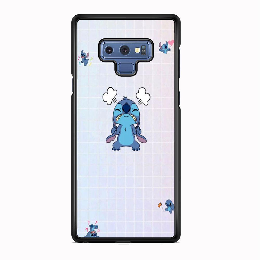 Stitch Angry Style Samsung Galaxy Note 9 Case-Rubber Black (2D Case)-Oxvistore