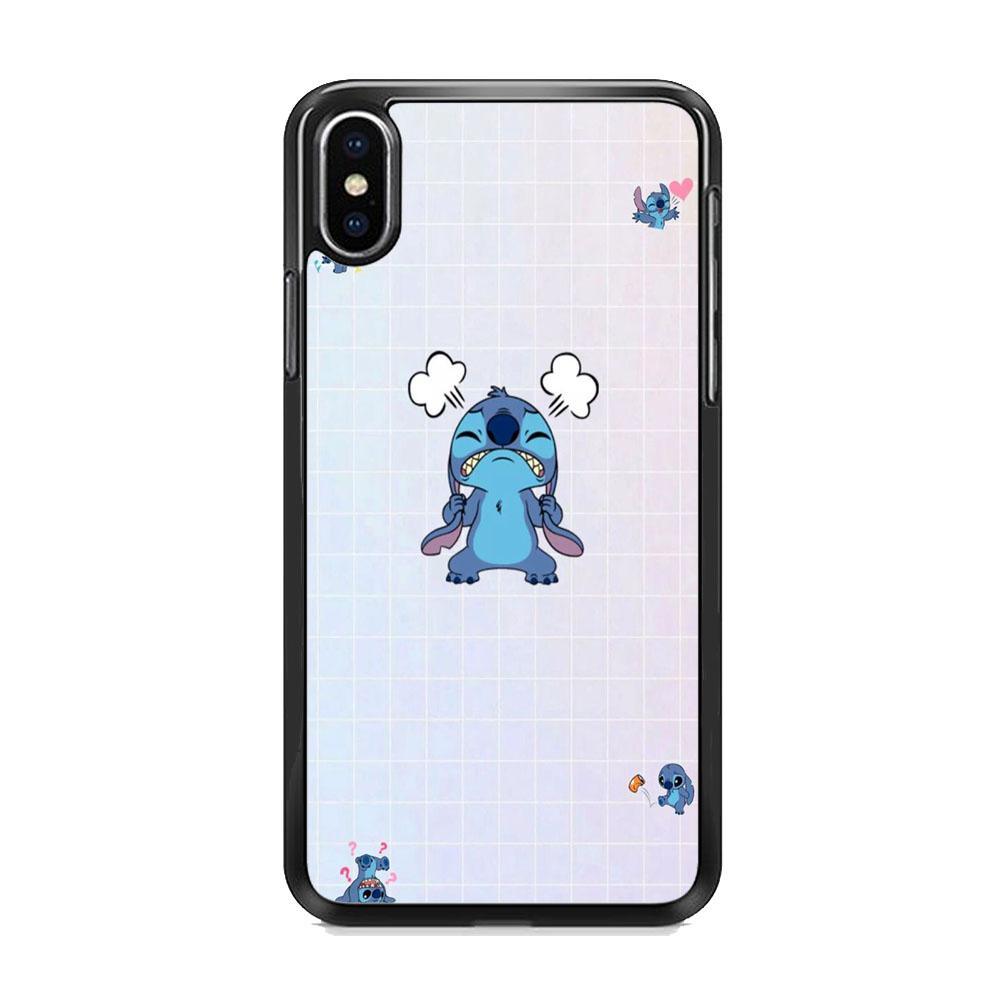 Stitch Angry Style iPhone X Case-Rubber Black (2D Case)-Oxvistore