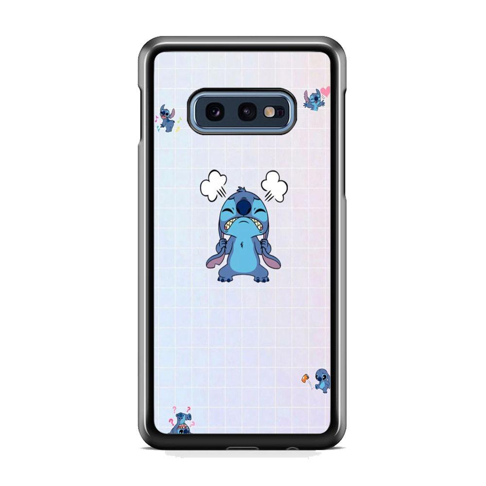 Stitch Angry Style Samsung Galaxy S10E Case-Rubber Black (2D Case)-Oxvistore