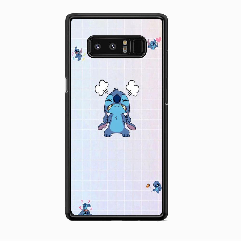 Stitch Angry Style Samsung Galaxy Note 8 Case-Rubber Black (2D Case)-Oxvistore