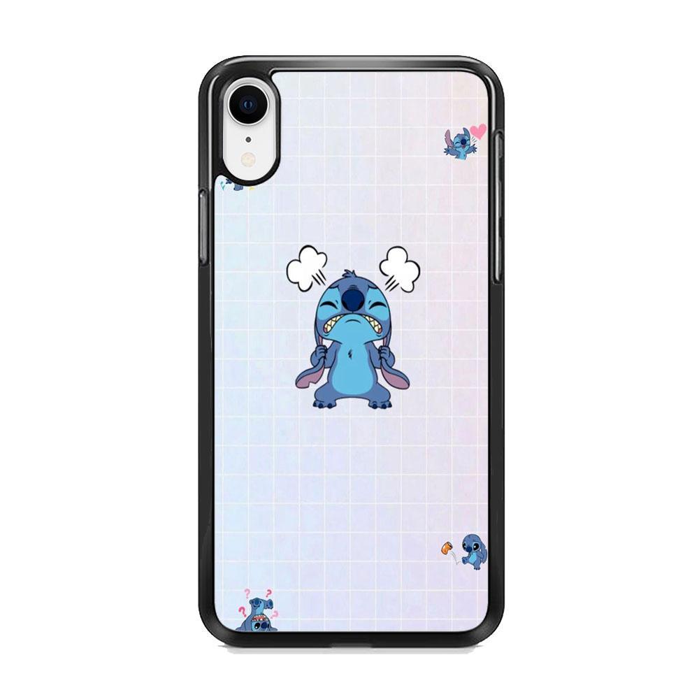 Stitch Angry Style iPhone XR Case-Rubber Black (2D Case)-Oxvistore