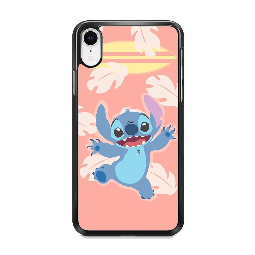 Stitch With Surfing Board iPhone XR Case-Rubber Black (2D Case)-Oxvistore
