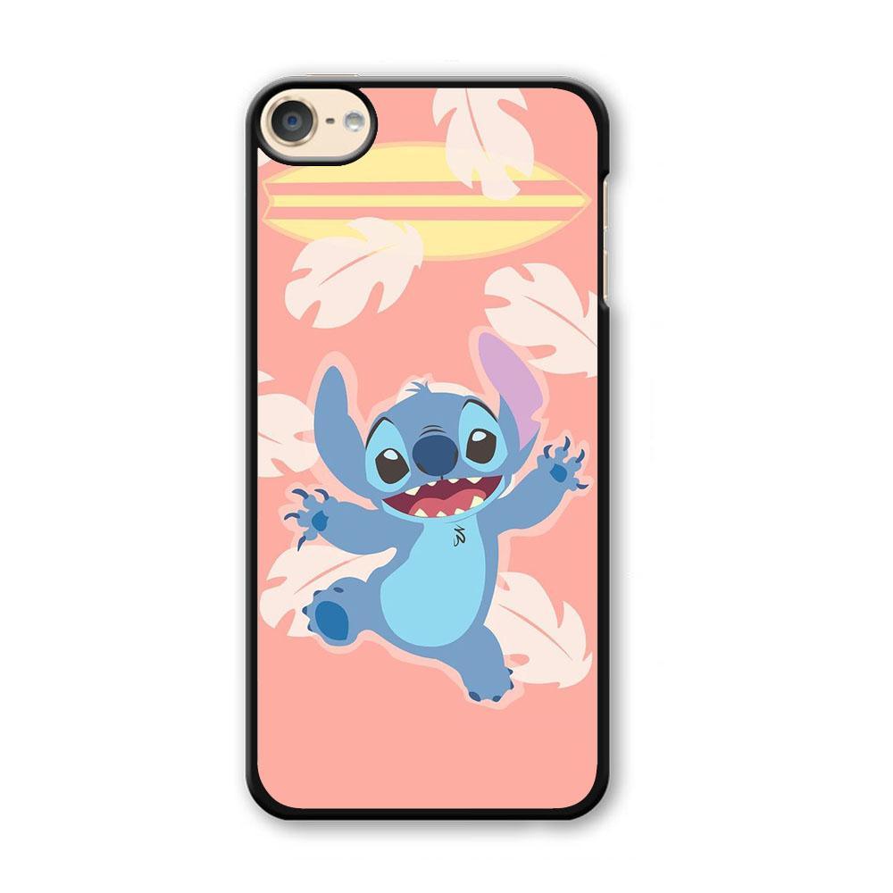 Stitch With Surfing Board iPod Touch 6 Case-Plastic Black (2D Case)-Oxvistore